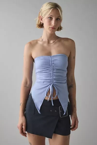 UO Iris Ruched Tie-Front Flyaway Tube Top