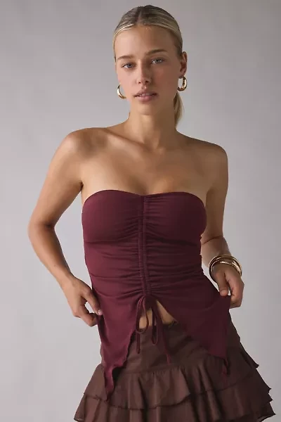 UO Iris Ruched Tie-Front Flyaway Tube Top