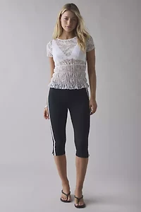 Kimchi Blue Miley Sheer Lace Smocked Crop Top