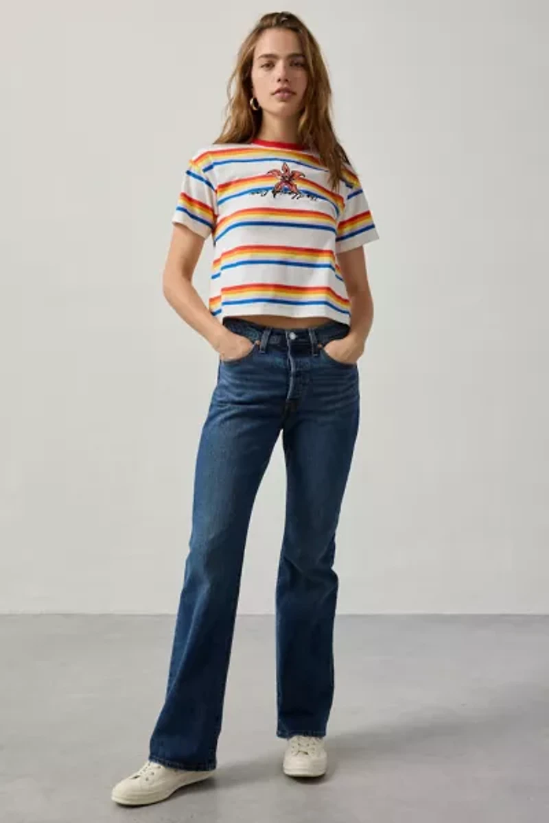 Stranger Things The Upside Down Graphic Striped Slim Tee