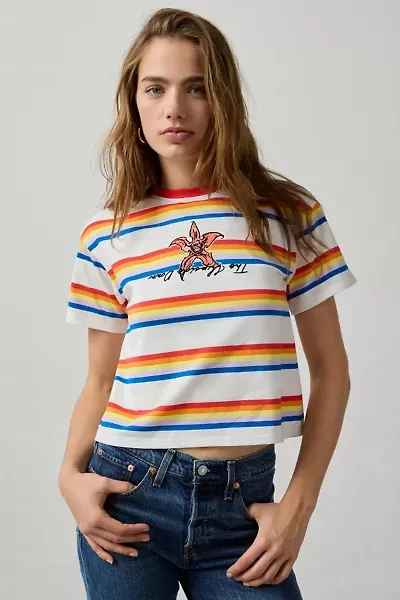 Stranger Things The Upside Down Graphic Striped Slim Tee