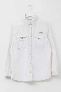 Vintage Y2K Columbia PFG White Button Up Active Shirt
