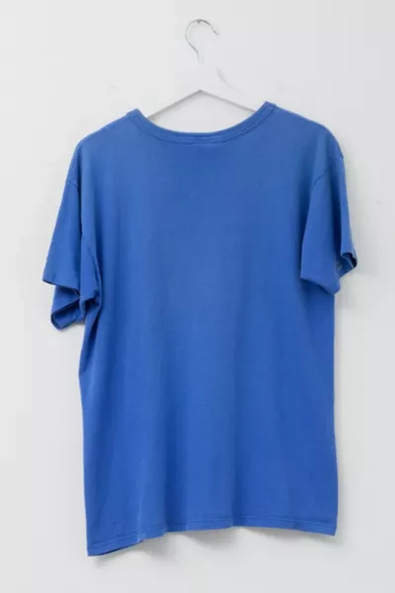 Vintage 1990s Champion Distressed Blue Cotton Logo T-Shirt