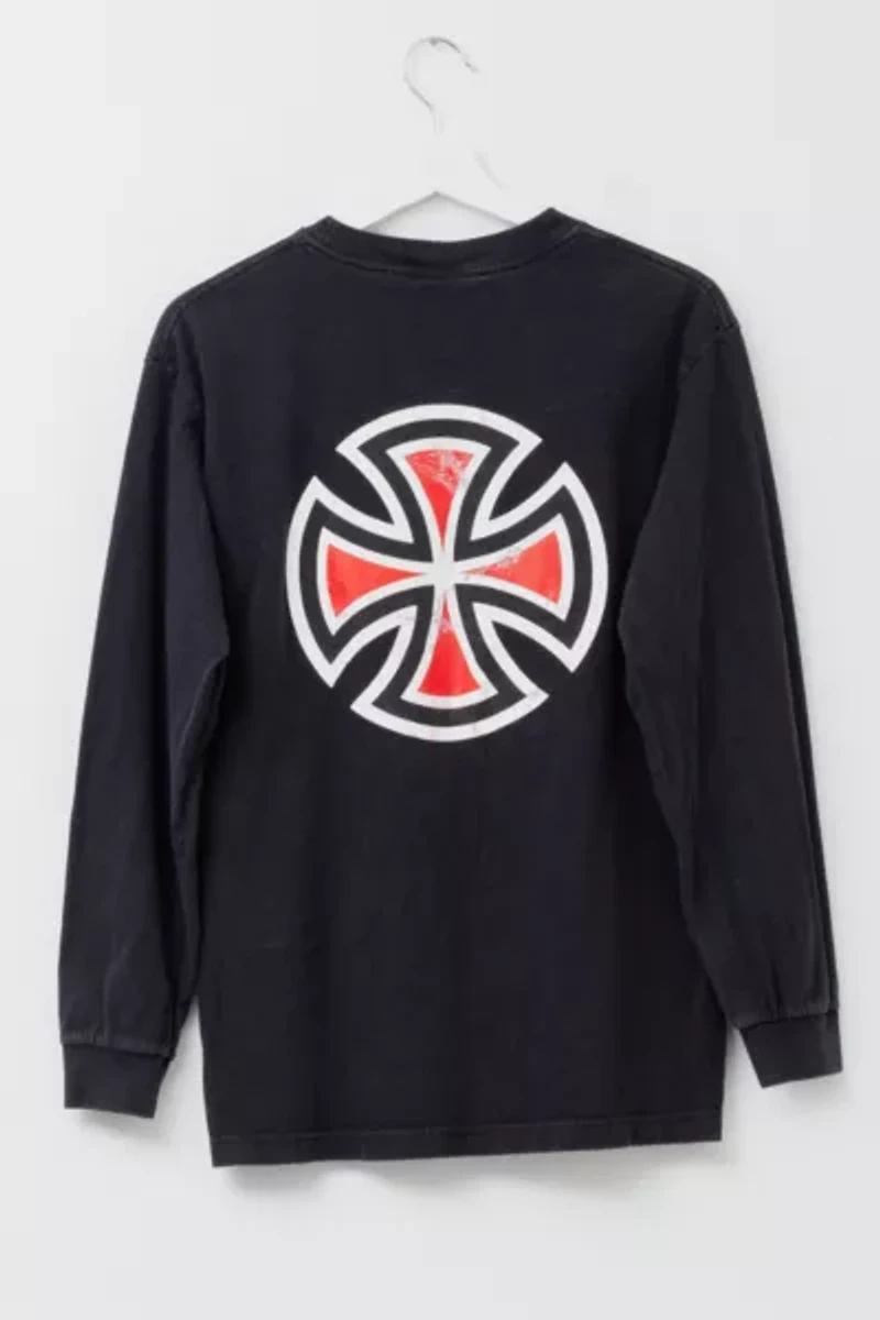 Vintage 1990s Distressed Independent Trucks Long Sleeve Black Graphic T-Shirt