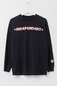 Vintage 1990s Distressed Independent Trucks Long Sleeve Black Graphic T-Shirt