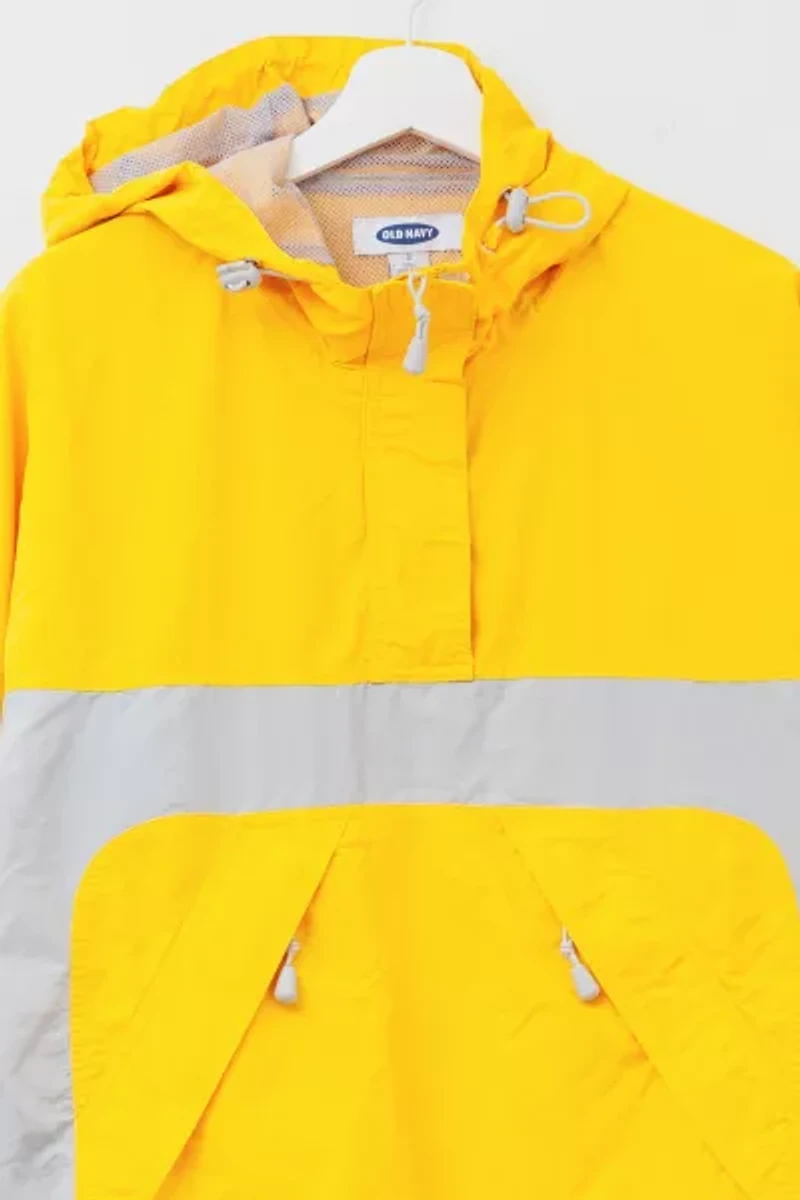 Vintage Y2K Old Navy Yellow Silver Pullover Windbreaker Jacket