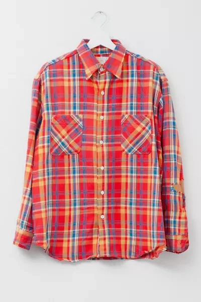 Vintage 1970s Distressed Big Mac Red Cotton Plaid Work Shirt