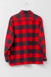 Vintage 1990s Distressed Red Black Plaid Cotton Flannel Shirt