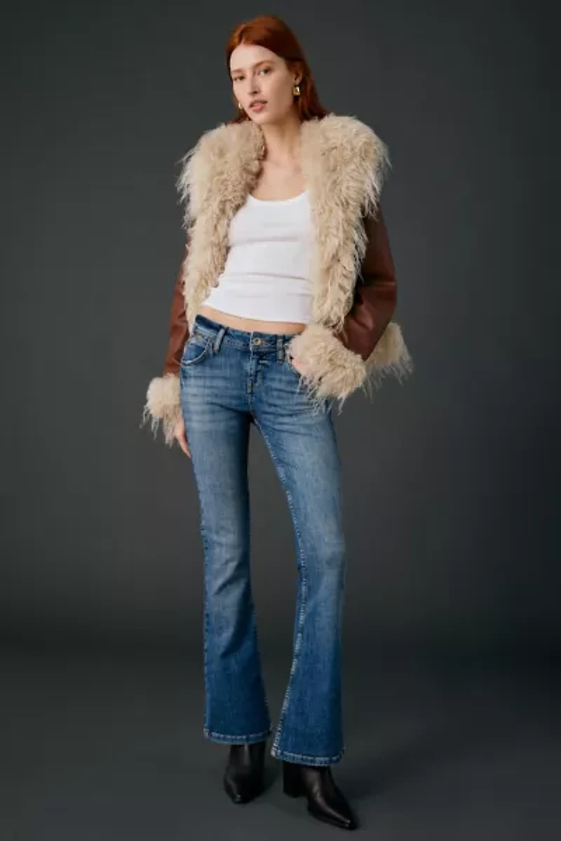 Kimchi Blue Tiffany Faux Leather + Fur Trim Jacket