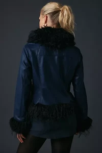 Kimchi Blue Tiffany Faux Leather + Fur Trim Jacket