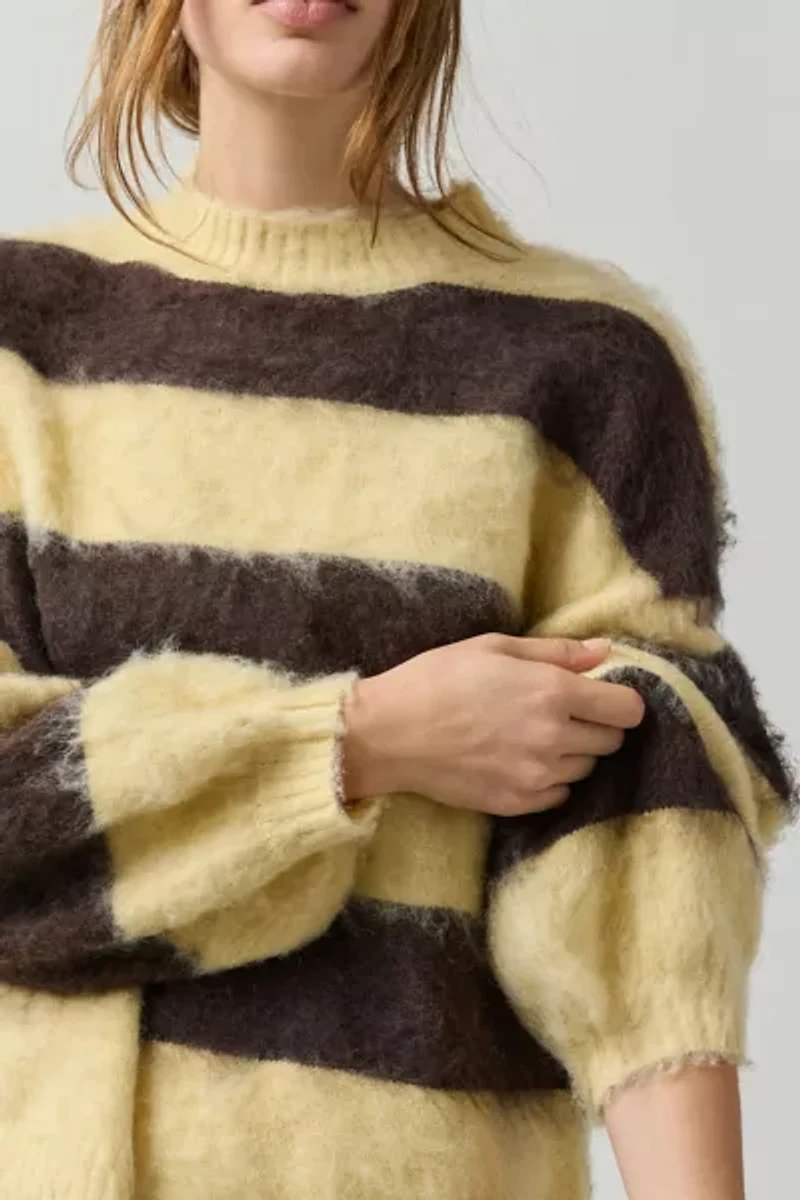Daisy Street Fudge Stripe Fuzzy Sweater