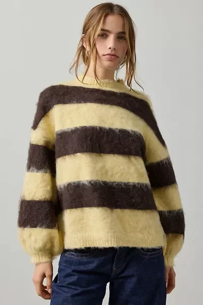 Daisy Street Fudge Stripe Fuzzy Sweater