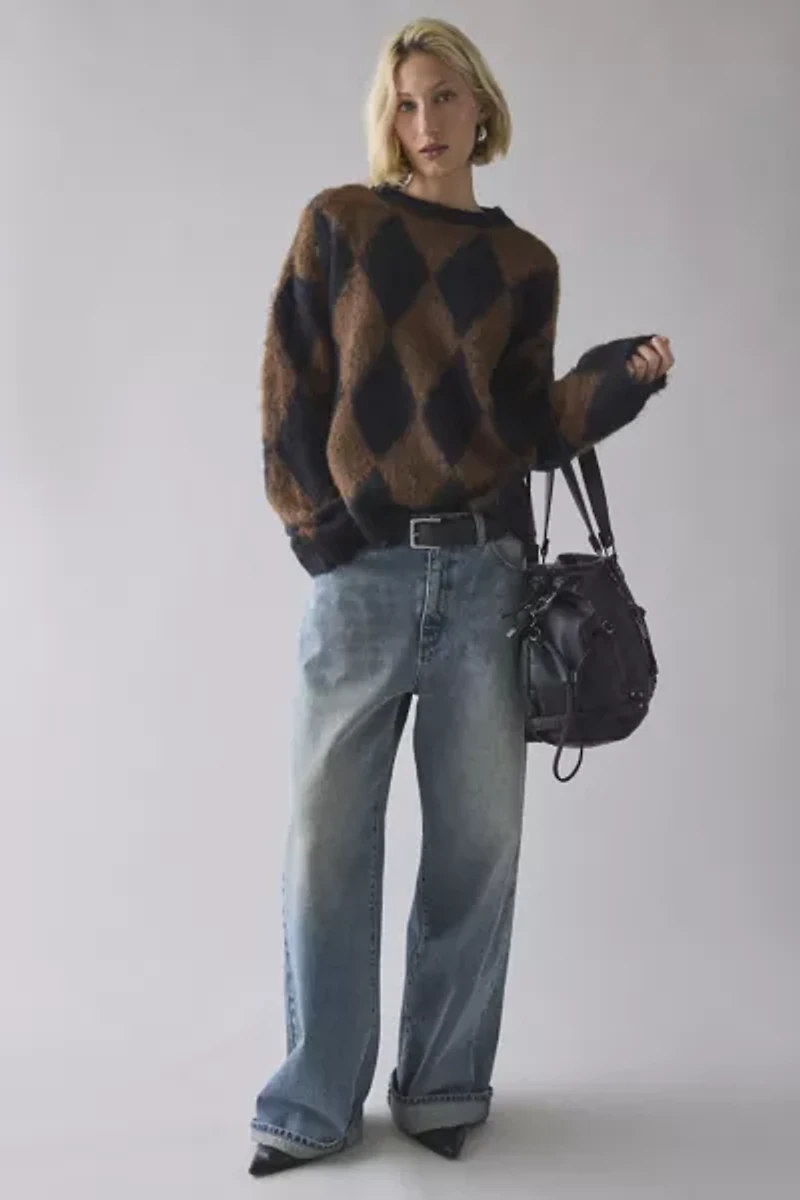 Daisy Street Darie Diamond Brushed Knit Sweater