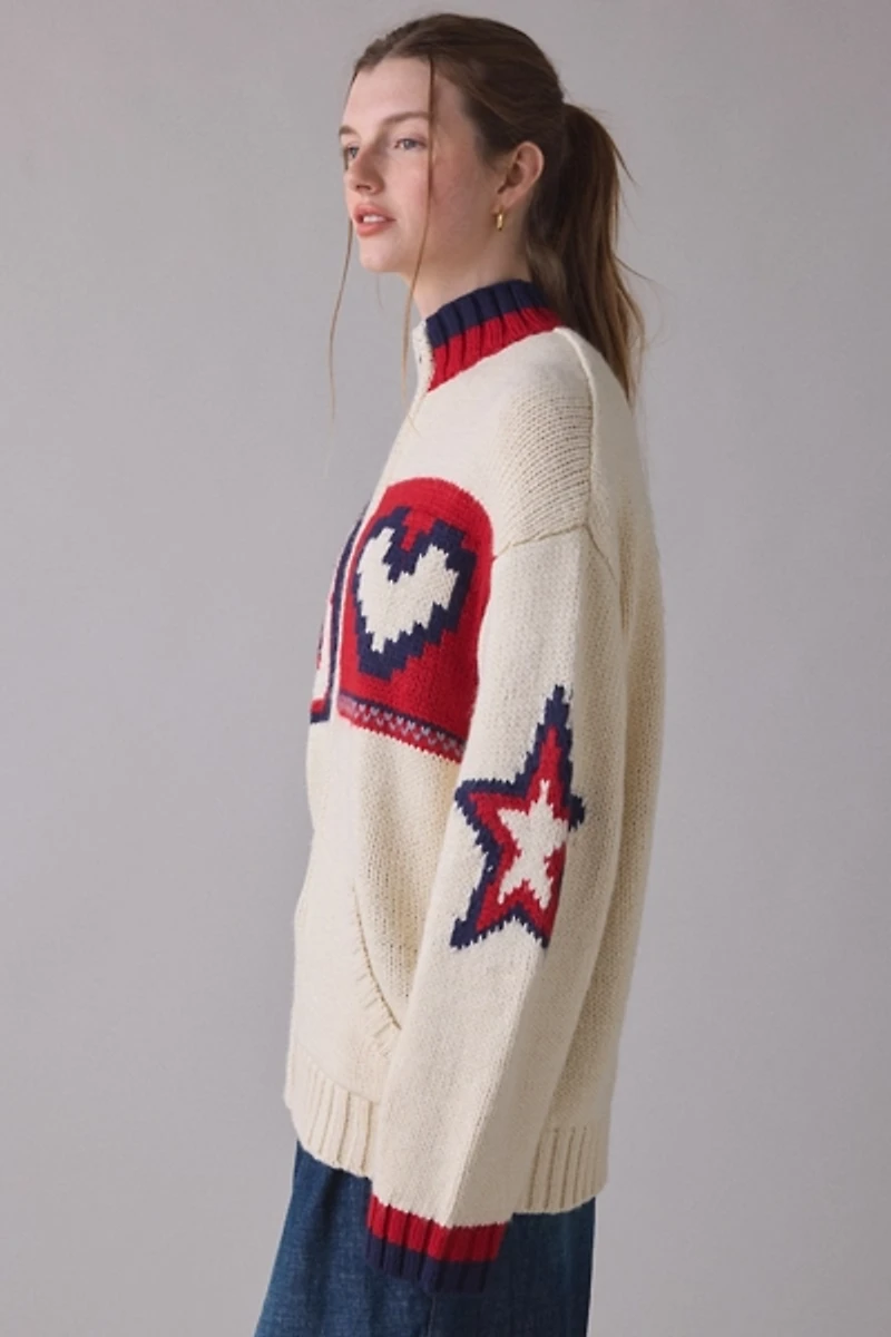 Daisy Street Beau Zip-Up Oversized Cardigan
