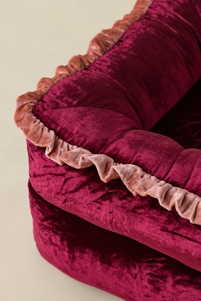 Ellis Ruffle Velvet Bean Bag Ottoman