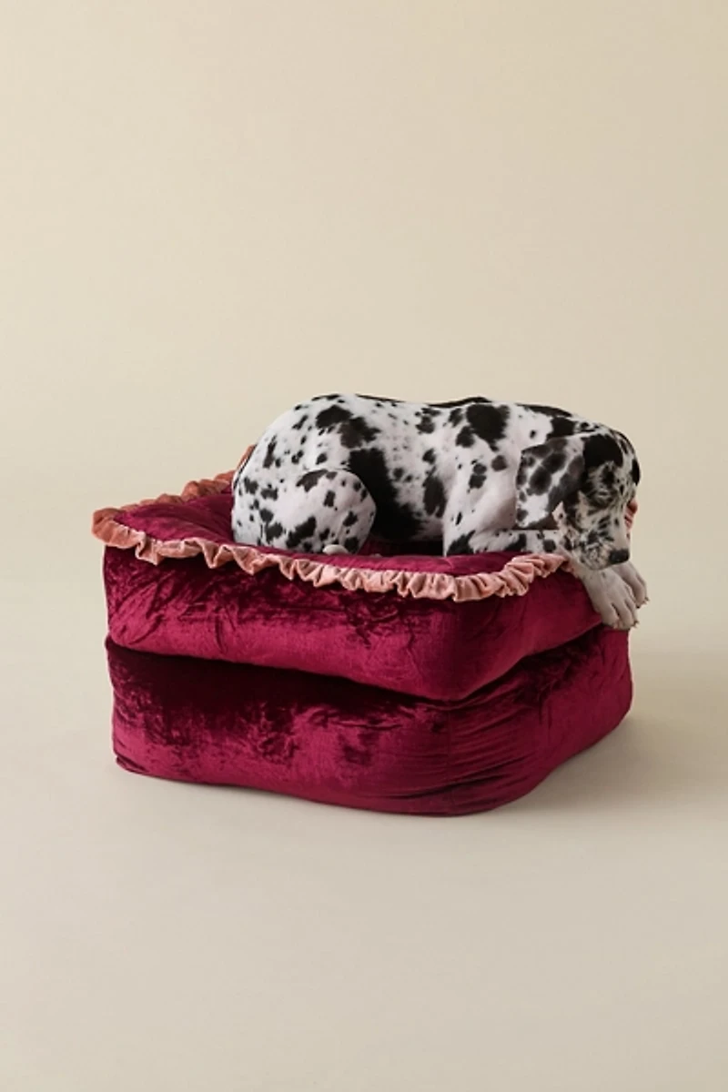 Ellis Ruffle Velvet Bean Bag Ottoman