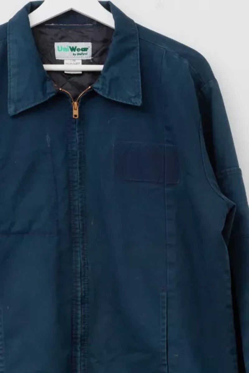 Vintage Y2K Distressed Navy Blue Work Jacket