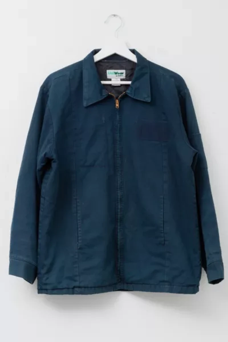 Vintage Y2K Distressed Navy Blue Work Jacket