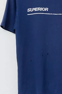 Vintage 1990s Distressed Superior Graphic Navy Blue T-Shirt