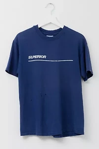 Vintage 1990s Distressed Superior Graphic Navy Blue T-Shirt