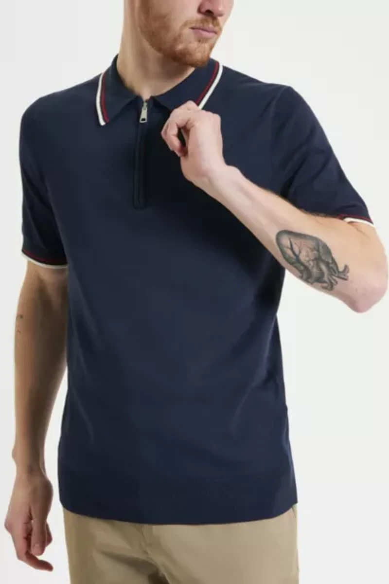 Ben Sherman Signature Quarter Zip Polo Shirt