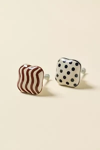 Squiggle & Polka Dot Ceramic Knob - Set Of 2