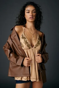 UO Eddie Embellished Halter Tunic Babydoll Top