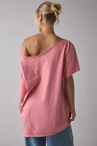 Guitar Photo Graphic Oversized Off-The-Shoulder Tee