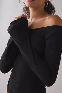 UO Kelly Boatneck Bell Sleeve Open Tie-Back Top