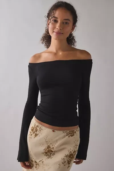 UO Kelly Boatneck Bell Sleeve Open Tie-Back Top