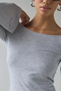 UO Kelly Boatneck Bell Sleeve Open Tie-Back Top