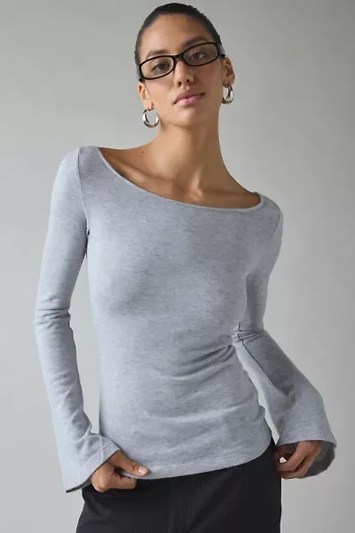UO Kelly Boatneck Bell Sleeve Open Tie-Back Top