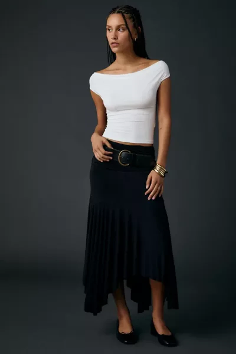 UO Kiwi Jersey Knit Scoop Tie-Back Boatneck Crop Top