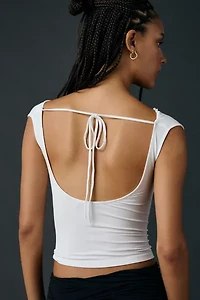 UO Kiwi Jersey Knit Scoop Tie-Back Boatneck Crop Top