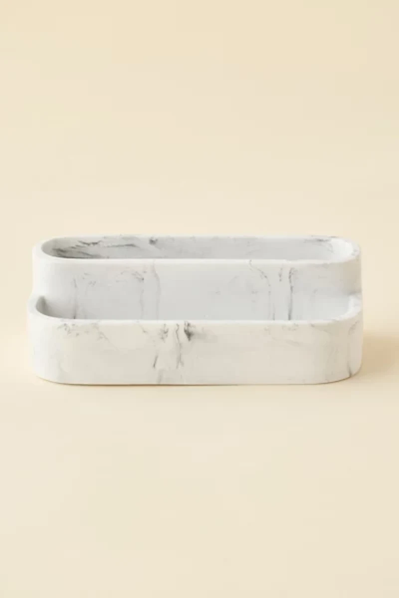 Kathryn 2-Tier Resin Marble Makeup Organizer