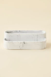 Kathryn 2-Tier Resin Marble Makeup Organizer