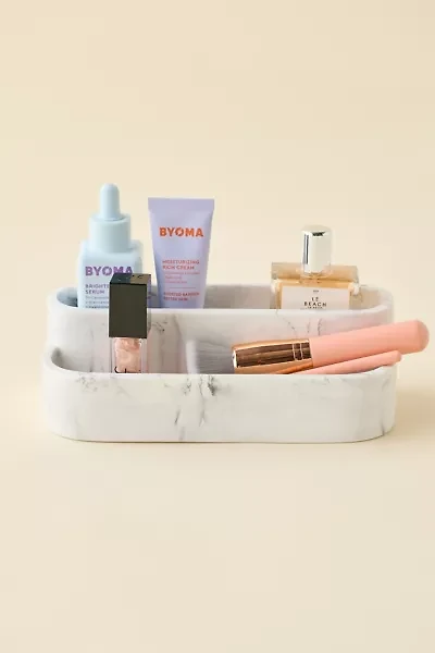 Kathryn 2-Tier Resin Marble Makeup Organizer