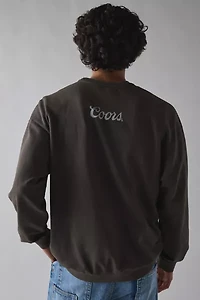 Coors Banquet Beer Cowgirl Graphic Crew Neck Sweatshirt