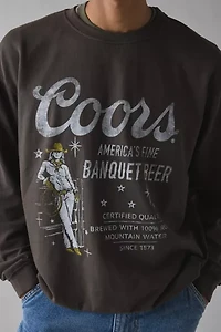 Coors Banquet Beer Cowgirl Graphic Crew Neck Sweatshirt