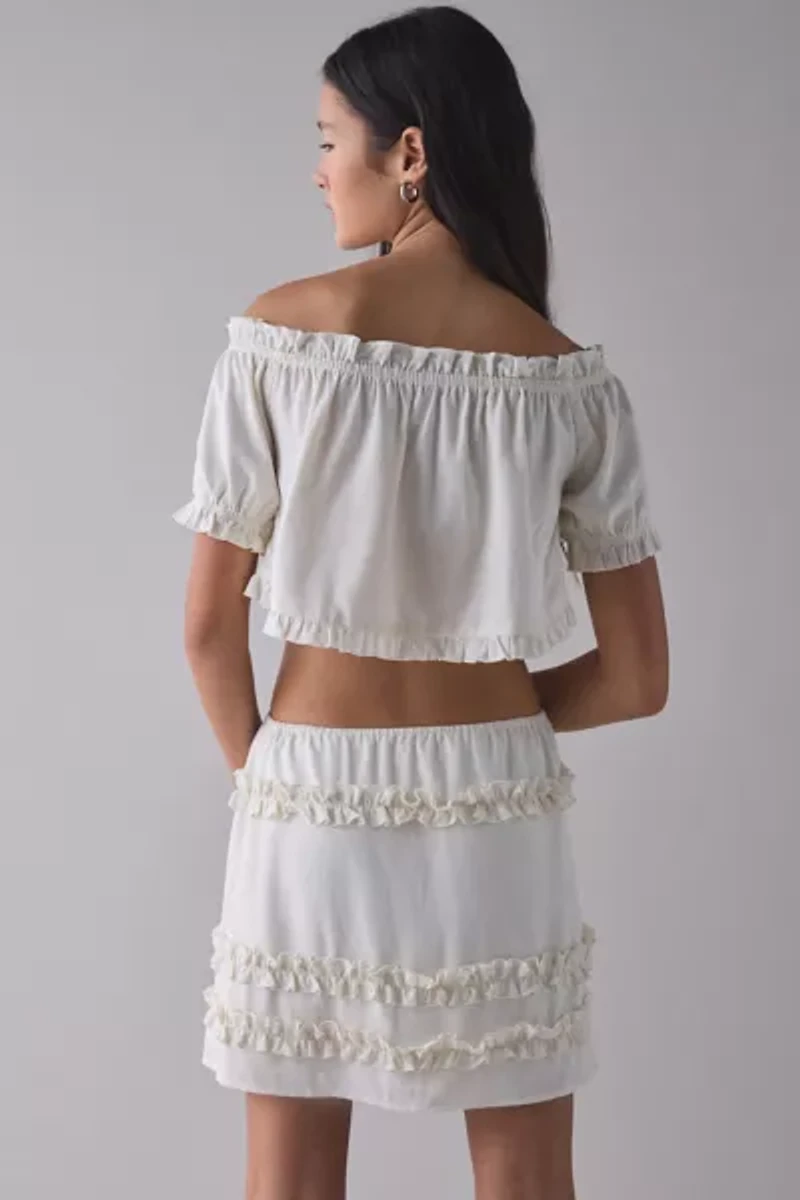 UO Wild Meadow Ruffle Crop Top + Mini Skirt Set