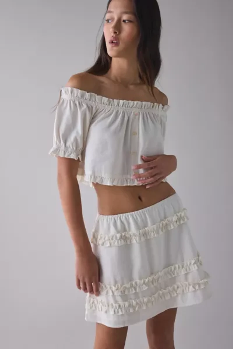 UO Wild Meadow Ruffle Crop Top + Mini Skirt Set