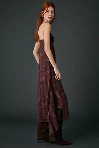 AFRM Christina Chocolate Paisley Chiffon Slip Maxi Dress