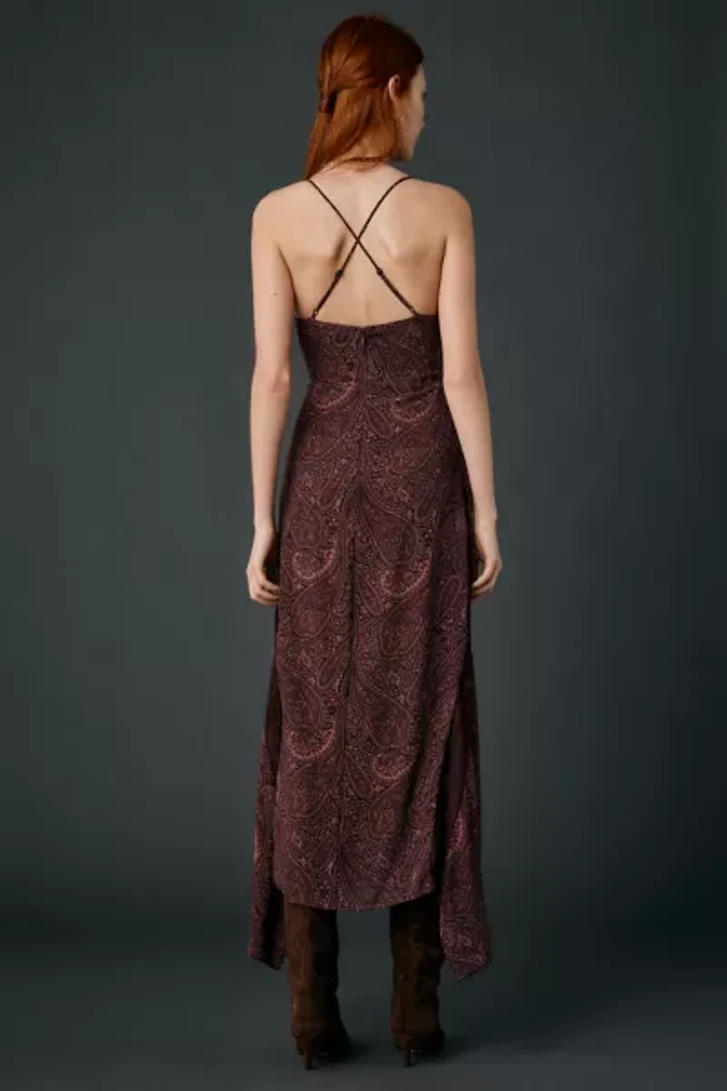 AFRM Christina Chocolate Paisley Chiffon Slip Maxi Dress