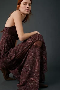AFRM Christina Chocolate Paisley Chiffon Slip Maxi Dress