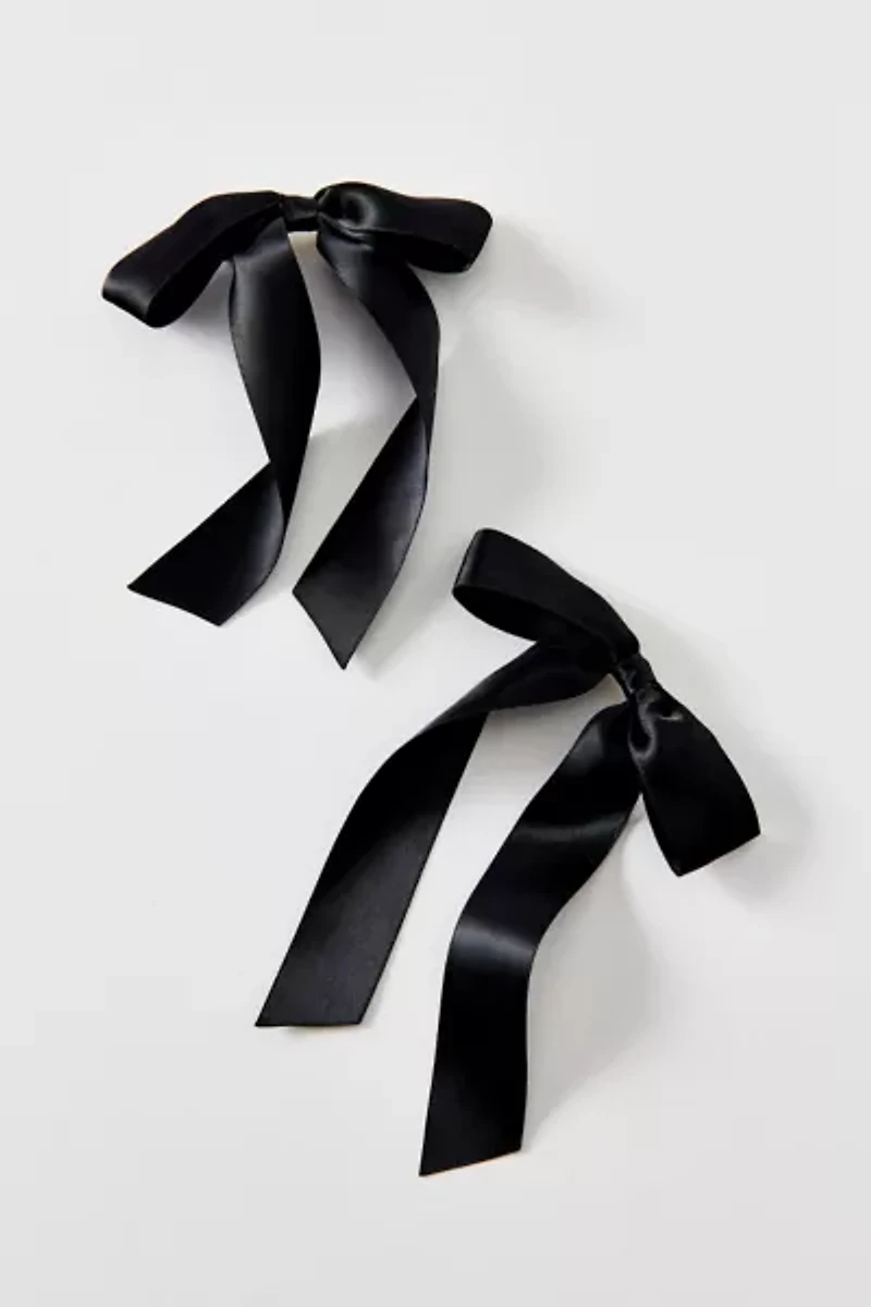 Drapey Satin Bow Hair Clip Set