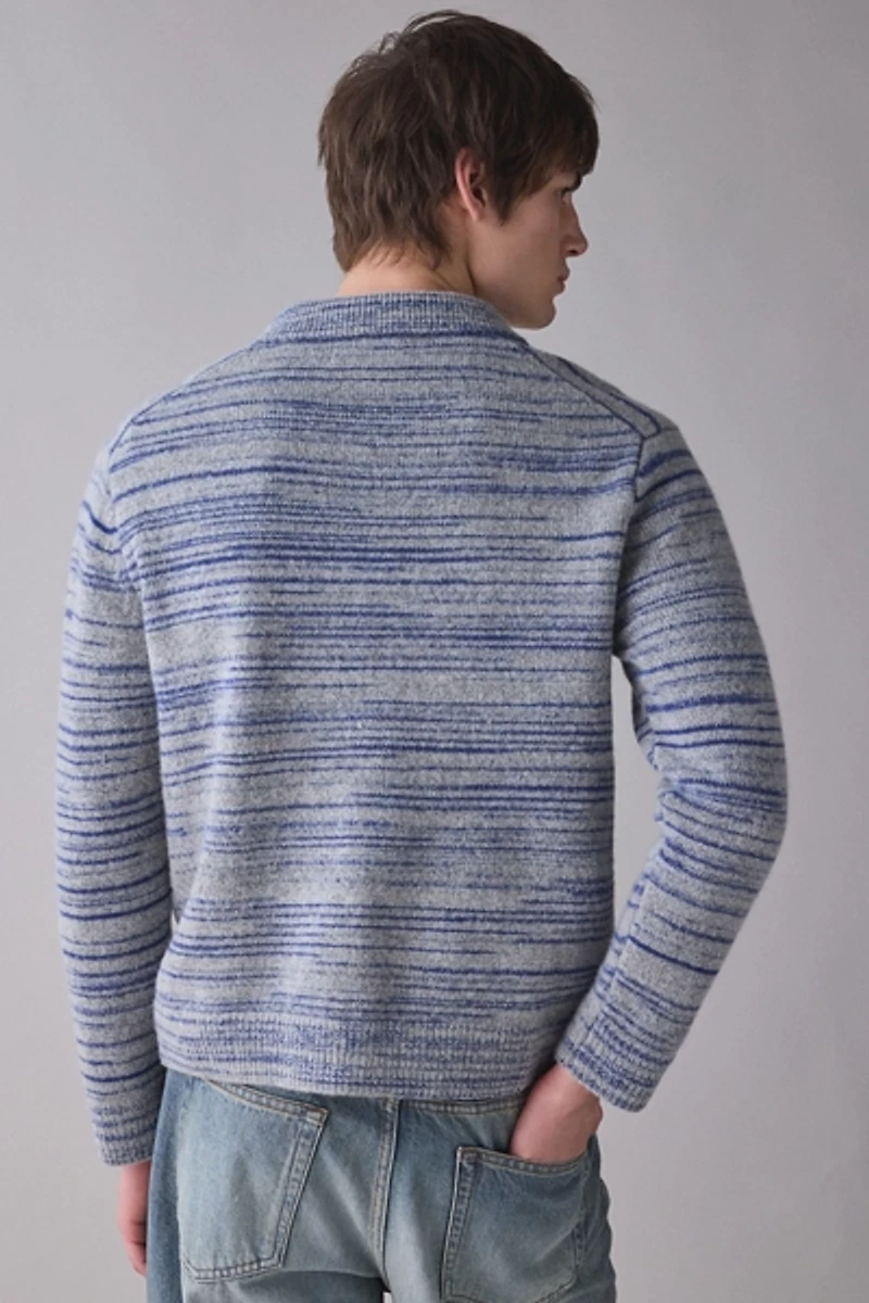 Wax London Alpha Random Space Dye Zip Polo Sweater