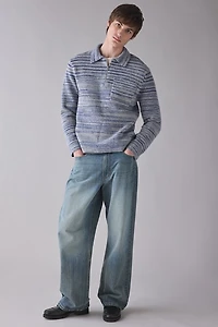 Wax London Alpha Random Space Dye Zip Polo Sweater