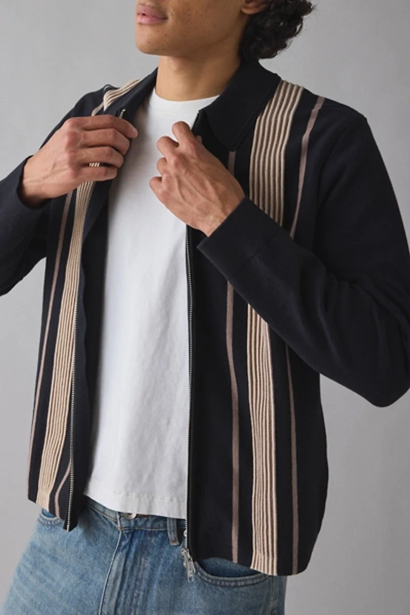 Wax London Lennox Milano Stripe Knitted Polo Sweater