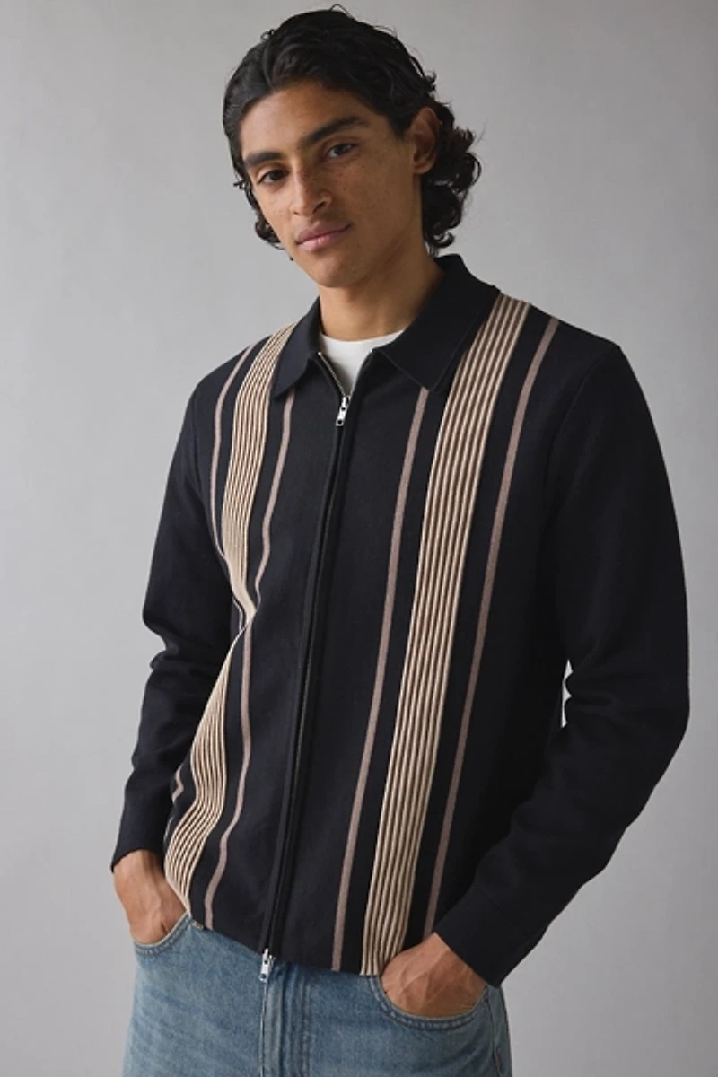 Wax London Lennox Milano Stripe Knitted Polo Sweater