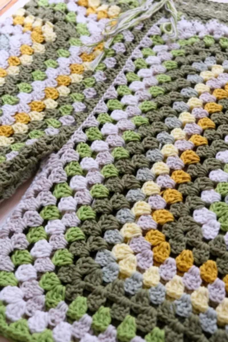 MARVES new york Granny Square Daisy Green Bermuda Shorts